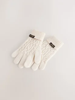 Superdry Crème - Ensemble bonnet et Gants à pompons