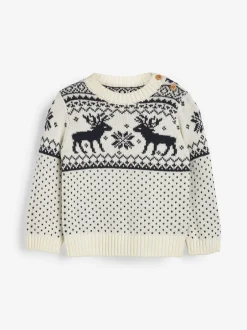 The Little Tailor Crème - - Pull de Noël en forme de renne et de foire