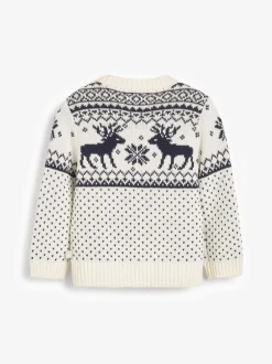 The Little Tailor Crème - - Pull de Noël en forme de renne et de foire