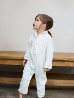 The Little Tailor Crème - Bébé Luxury Soft Touch Velour Noël Onsie Rompersuit Sale