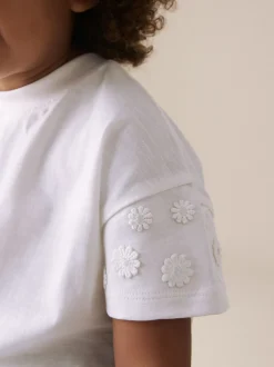 Next Crème - T-shirt 100% coton Daisy à manches courtes (3mois-7ans) Clearance