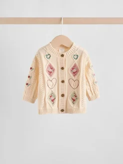 Next Crème brodé - Cardigan et Leggings en maille Bébé Ensemble 2 pièces (0mois-3ans) Clearance