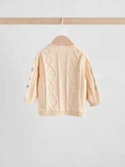 Next Crème brodé - Cardigan et Leggings en maille Bébé Ensemble 2 pièces (0mois-3ans) Clearance