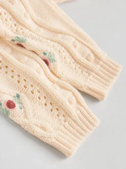 Next Crème brodé - Cardigan et Leggings en maille Bébé Ensemble 2 pièces (0mois-3ans) Clearance