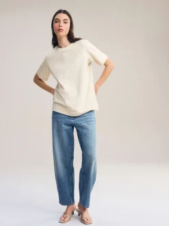 Next - T-shirt Manche courte Col ras du cou lourd Crème d'avoine Best