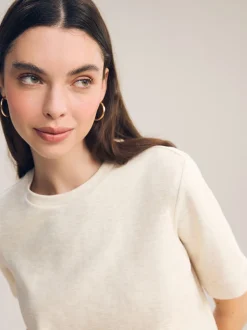 Next - T-shirt Manche courte Col ras du cou lourd Crème d'avoine Best