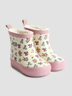 Jojo Maman Bébé - Bottes de pluie courtes confortables à imprimé Crème fleuri Discount