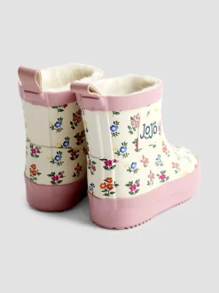 Jojo Maman Bébé - Bottes de pluie courtes confortables à imprimé Crème fleuri Discount