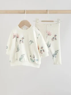 Next Crème fleuri - Ensemble Chandail et Survêtement bébé 2 Pièces (0mois-2ans)