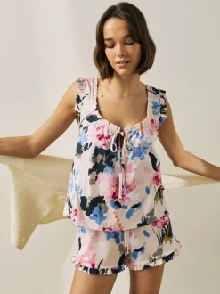 Next Crème fleuri - Ensemble Pyjamas Shorts 100% Coton Best