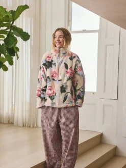 Next - Polaire en imitation peau de mouton à col zippé Crème fleuri Best