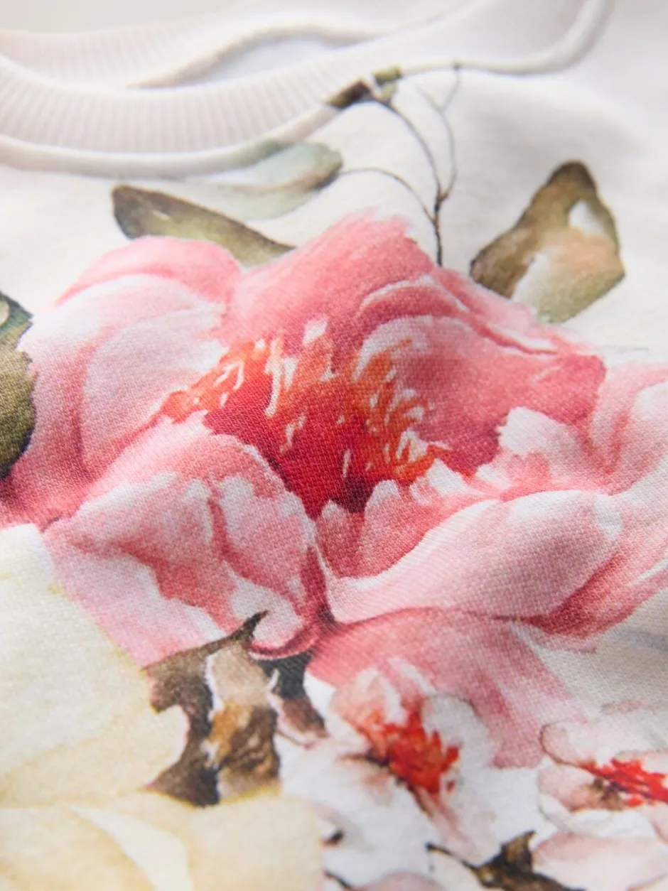 Next - Sweat à col ras du cou (3mths-7yrs) Crème fleuri Sale