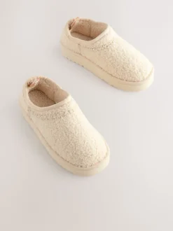 Next Crème imitation peau de mouton - Flatform Shoot Fleece Lined Slippers