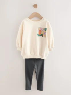 Next Crème imprimé graphique arc-en-ciel - Sweatshirt & Leggings (3mths-7yrs) Hot