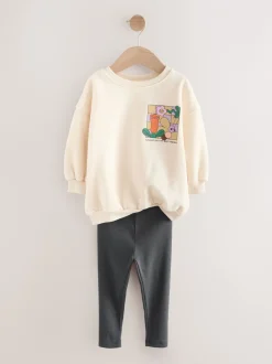 Next Crème imprimé graphique arc-en-ciel - Sweatshirt & Leggings (3mths-7yrs) Hot