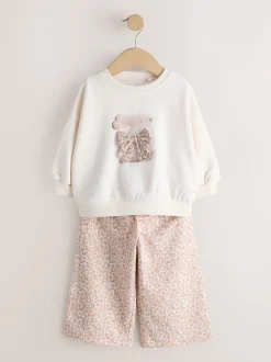 Next - Ensemble Sweat-shirt et Pantalons Amples (3mois-7ans) Crème motif lapin Outlet