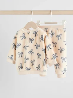 Next Crème/gris - Ensemble pull et pantalon en velours doux imprimé nœud (0mois-2ans) Best