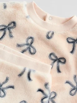 Next Crème/gris - Ensemble pull et pantalon en velours doux imprimé nœud (0mois-2ans) Best