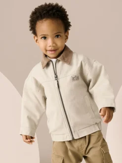 Next Crème/Marron - Blouson bomber en toile à col en velours côtelé (3mois -7ans) New