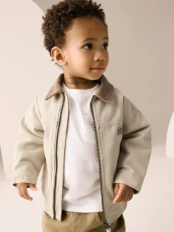 Next Crème/Marron - Blouson bomber en toile à col en velours côtelé (3mois -7ans) New