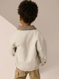 Next Crème/Marron - Blouson bomber en toile à col en velours côtelé (3mois -7ans) New