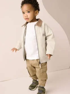 Next Crème/Marron - Blouson bomber en toile à col en velours côtelé (3mois -7ans) New
