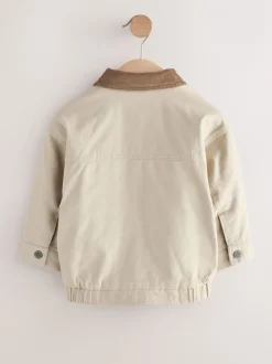 Next Crème/Marron - Blouson bomber en toile à col en velours côtelé (3mois -7ans) New