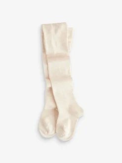 Next Crème/neutre - Lot de 3 paires de collants en coton riche New