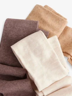 Next Crème/neutre - Lot de 3 paires de collants en coton riche New