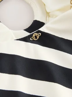 Next Crème/noir à rayures - Maillot de bain bandeau à contrôle du ventre New