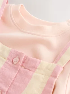 Next Crème/Rose Rayure - Ensemble Salopettes et Body BÉBÉ 2 Pieces (0mois-3ans) Discount