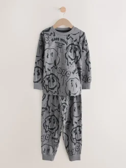 Next - Lot de 3 pyjamas à manches longues (3-16ans) Crâne graffiti vert/orange Online