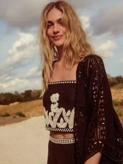 Next Crochet noir - Kimono long Clearance