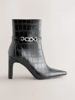 Next Croco noir en relief - Bottines à talons Forever Comfort® avec quincaillerie Sale