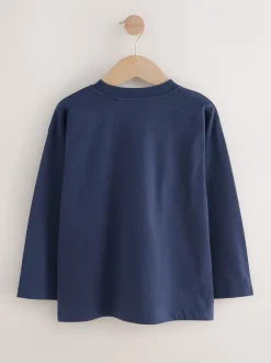 Next - T-shirt graphique décontracté en coton à manches longues (3-16ans) Crocodile bleu marine Sale