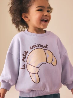 Next - Sweat à col ras du cou (3mths-7yrs) Crossant violet lilas Best