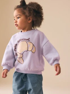 Next - Sweat à col ras du cou (3mths-7yrs) Crossant violet lilas Best