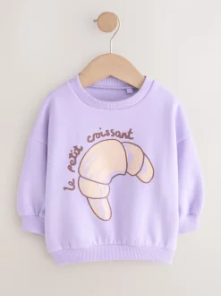 Next - Sweat à col ras du cou (3mths-7yrs) Crossant violet lilas Best