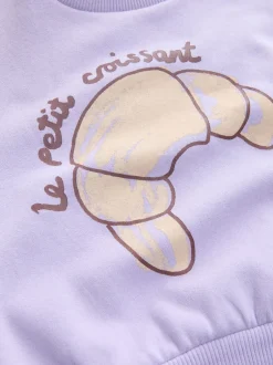 Next - Sweat à col ras du cou (3mths-7yrs) Crossant violet lilas Best