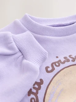 Next - Sweat à col ras du cou (3mths-7yrs) Crossant violet lilas Best