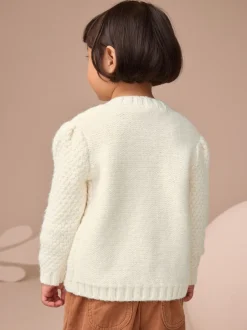 Next écru - Cardigan en maille épaisse Bobble (3mths-10yrs)