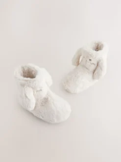 Next écru - Chaussons bottes en fausse fourrure lapin Outlet