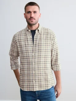 Next - Chemise à carreaux Signature à manches longues écru Clearance