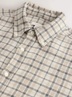 Next - Chemise à carreaux Signature à manches longues écru Clearance