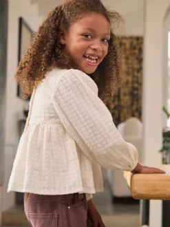 Next écru - Chemisier à volants à manches longues (3-16ans) Clearance