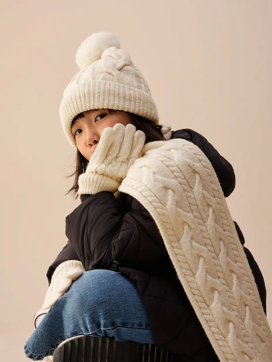 Next écru - Ensemble écharpe et gants en câble (3-16ans) Outlet