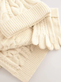 Next écru - Ensemble écharpe et gants en câble (3-16ans) Outlet