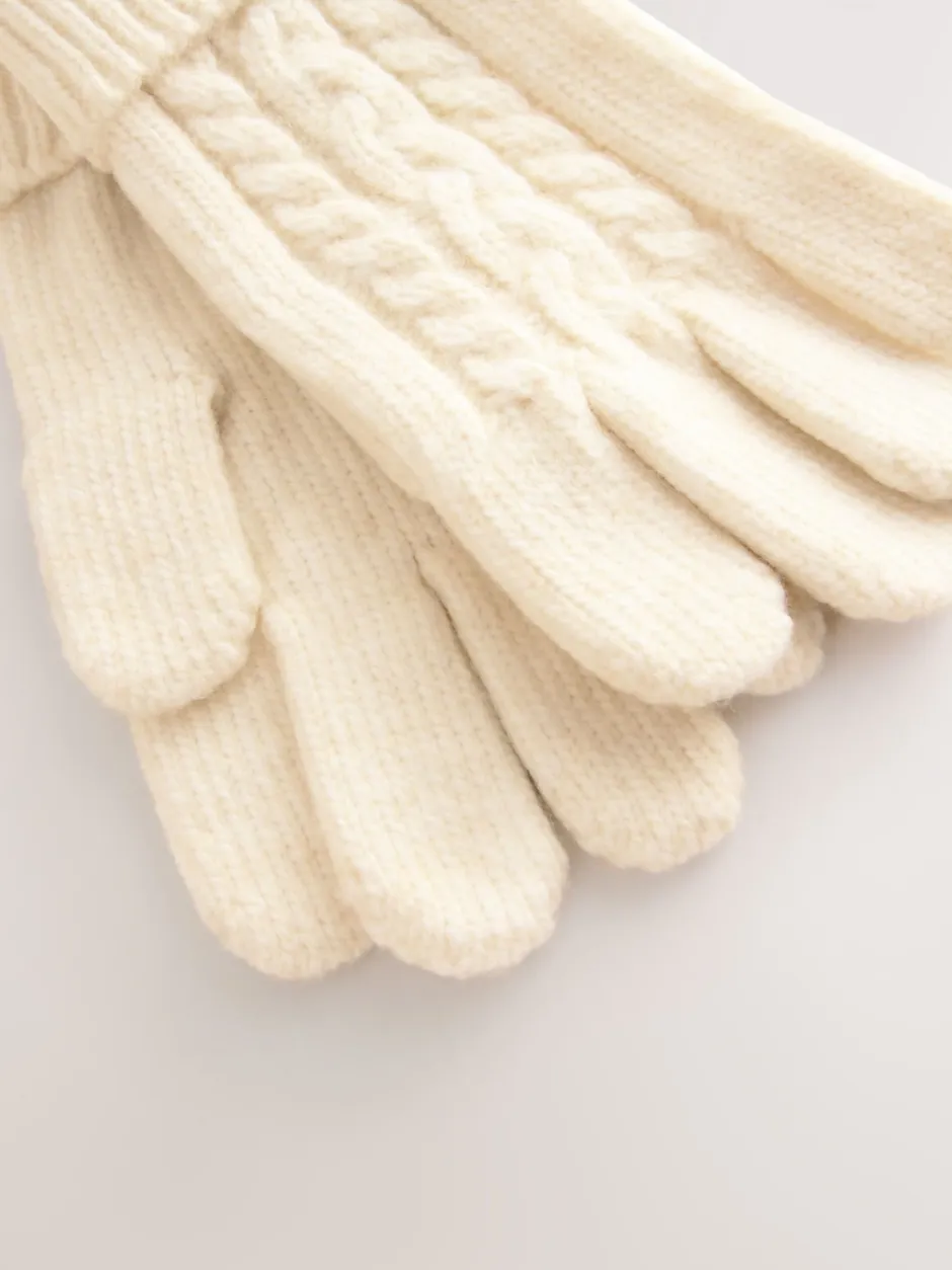 Next écru - Ensemble écharpe et gants en câble (3-16ans) Outlet