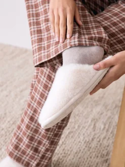 Next écru - Faux Fur Mule Slippers