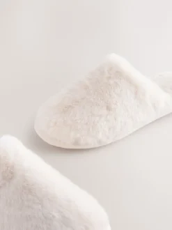 Next écru - Faux Fur Mule Slippers
